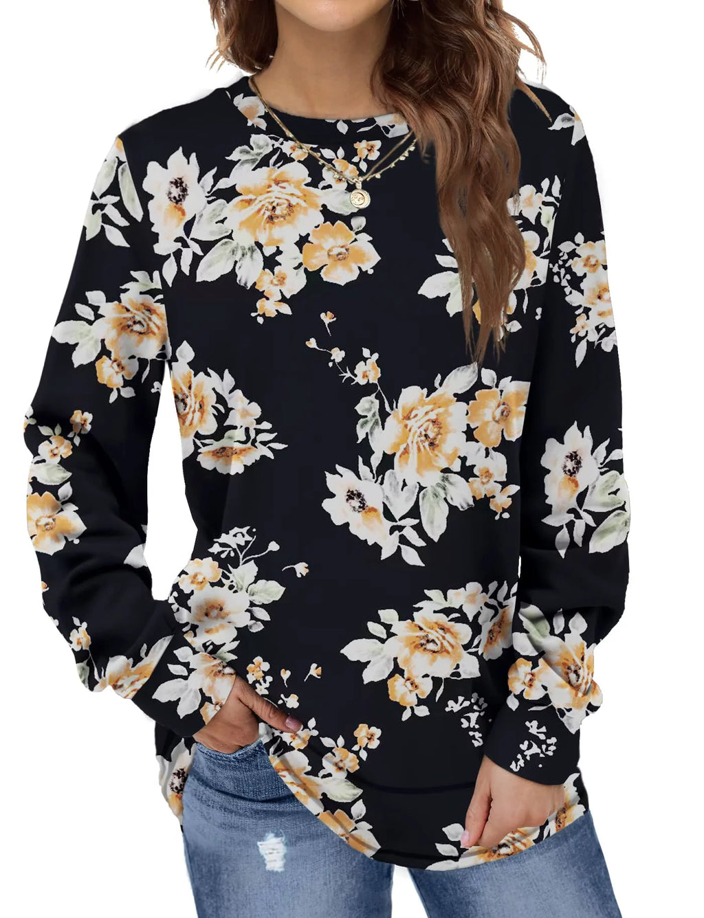 Sudaderas Para Mujer Cuello Redondo Casual Camisas De Manga Larga Blusas Tipo Túnica