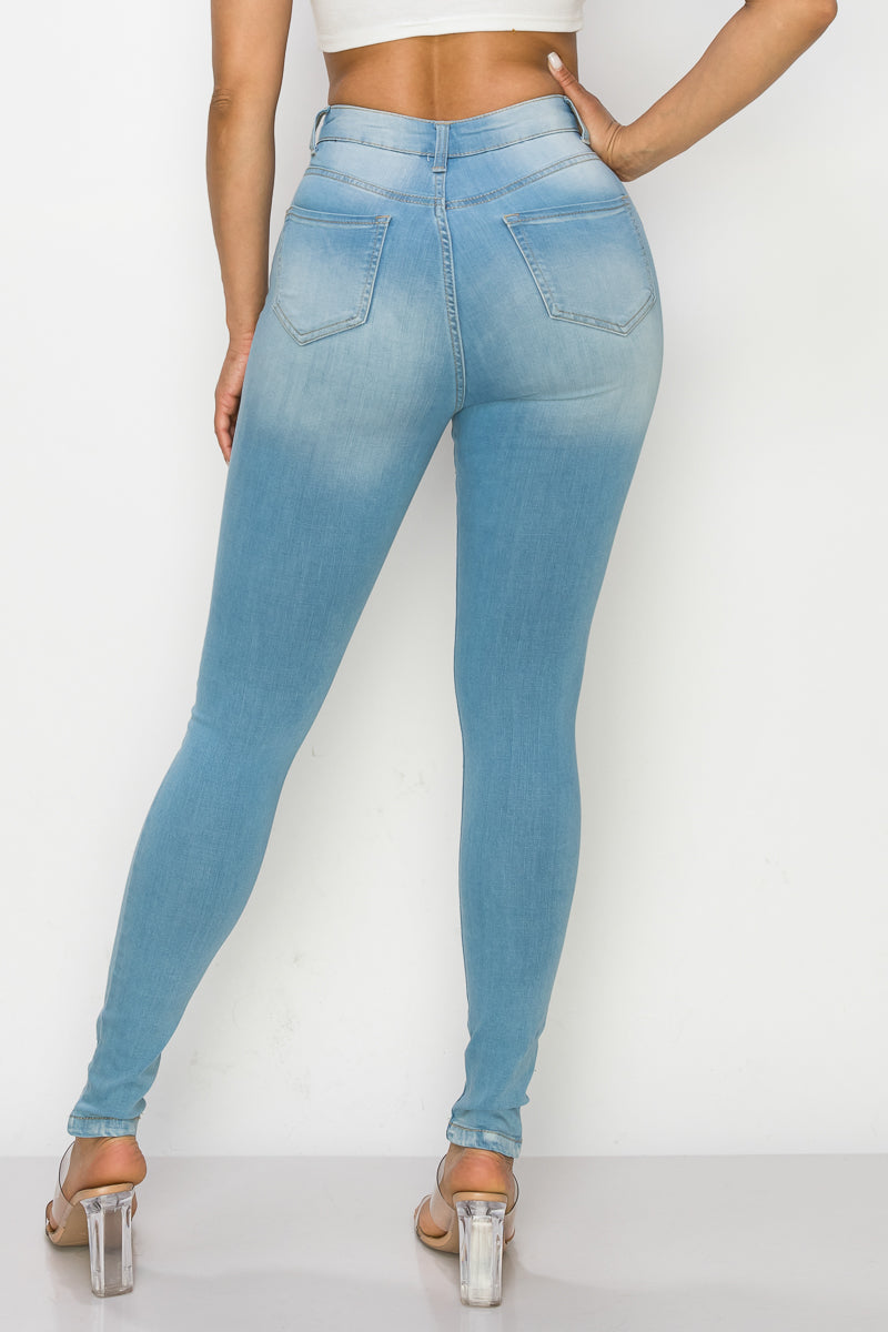 Piper - High Rise Destructed Hem Detail Skinny
