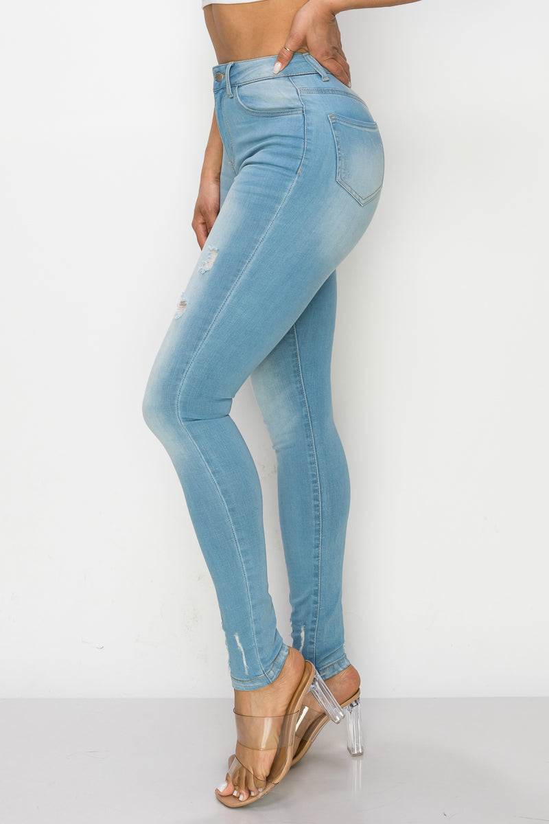 Piper - High Rise Destructed Hem Detail Skinny