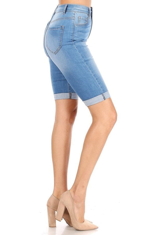 Alyssa - Classic High Rise Rolled Cuff Bermudas