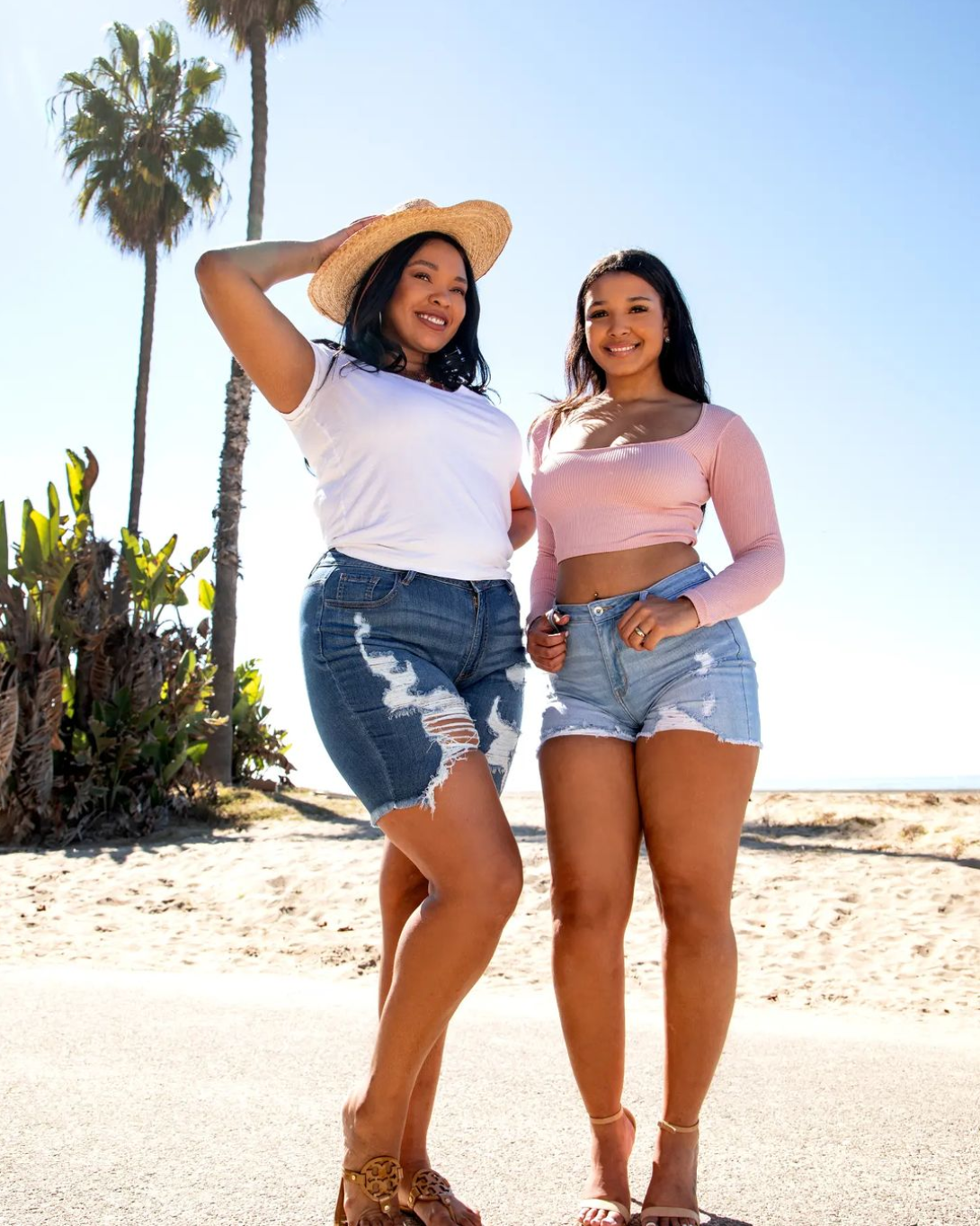 Sarah - High Rise Destructed Midi Shorts