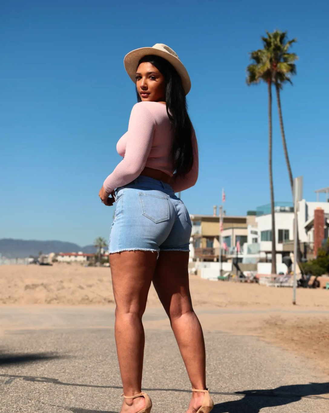 Sarah - High Rise Destructed Midi Shorts