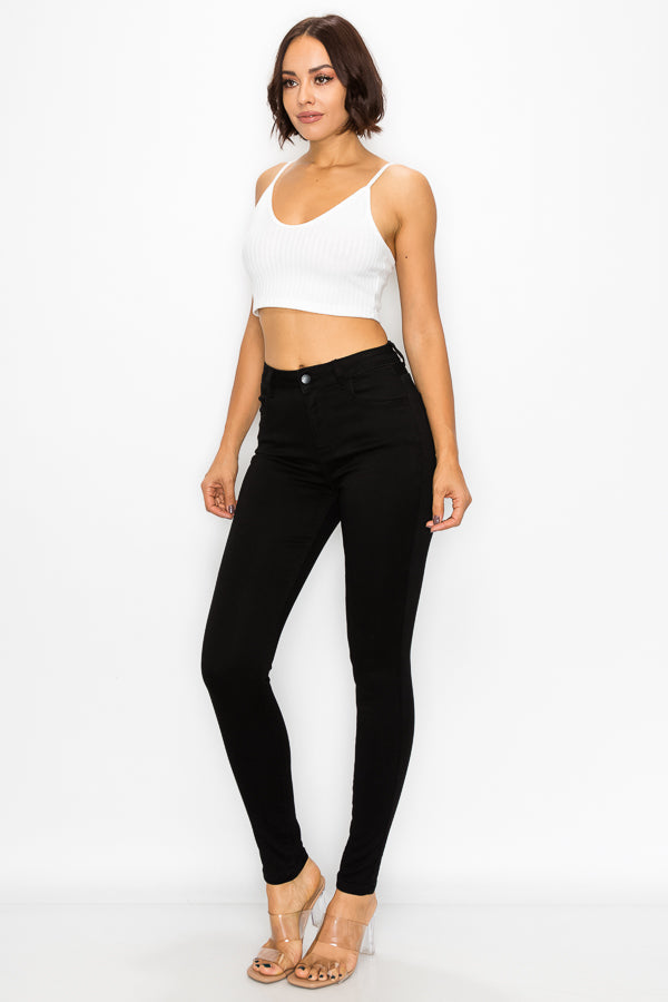 Elise - Classic High Rise Black Stretch Skinny