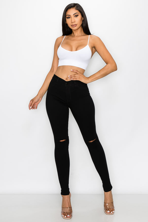 Brandi - High Rise Clean & Classy Knee Slit Skinny
