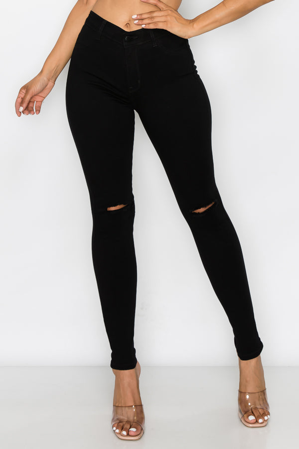 Brandi - High Rise Clean & Classy Knee Slit Skinny