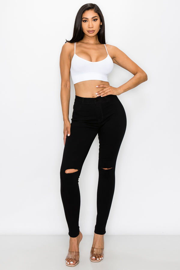 Brandi - High Rise Clean & Classy Knee Slit Skinny