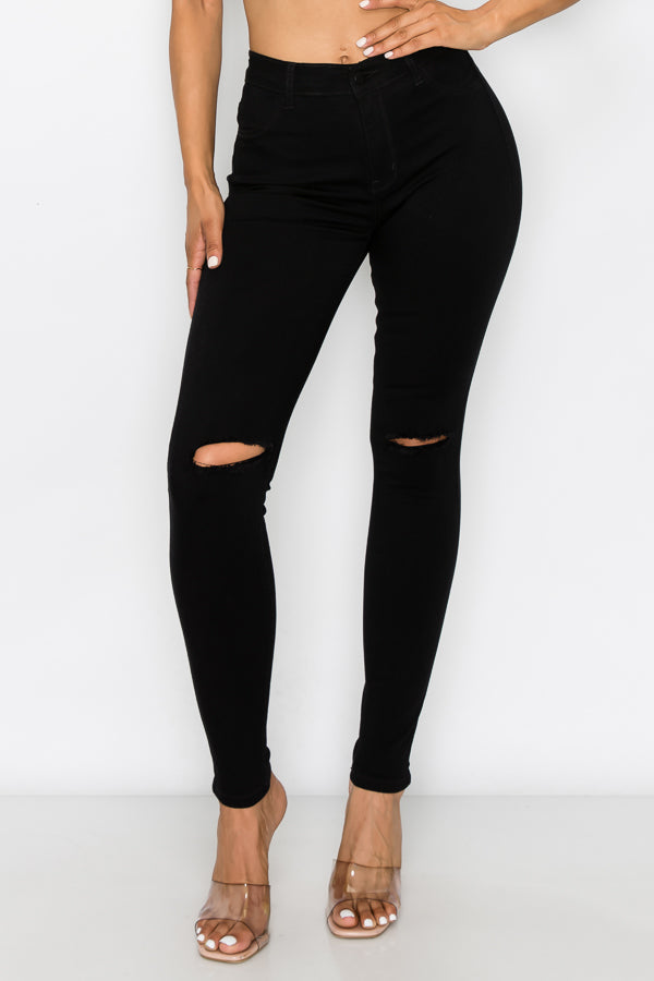 Brandi - High Rise Clean & Classy Knee Slit Skinny