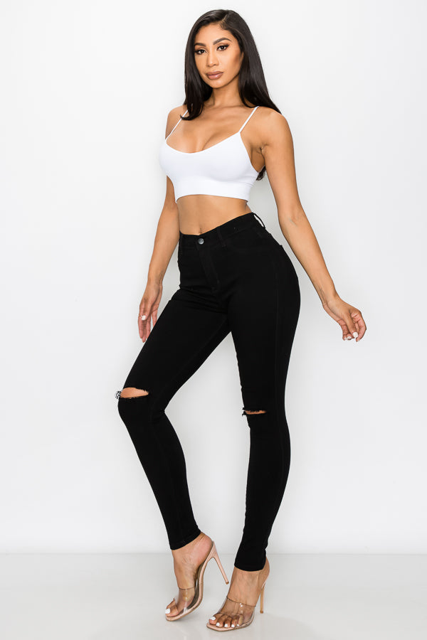 Brandi - High Rise Clean & Classy Knee Slit Skinny