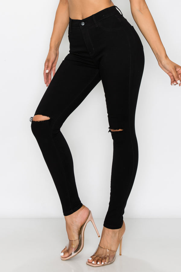 Brandi - High Rise Clean & Classy Knee Slit Skinny