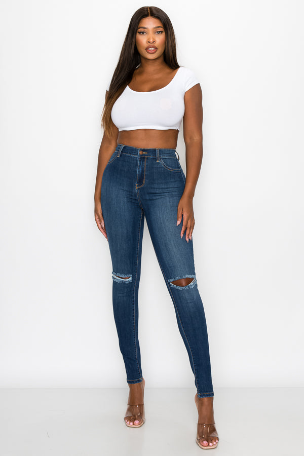 Brandi - High Rise Clean & Classy Knee Slit Skinny