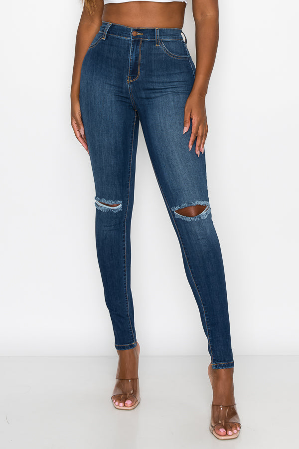 Brandi - High Rise Clean & Classy Knee Slit Skinny