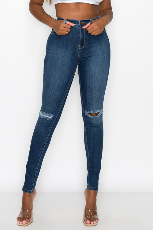 Brandi - High Rise Clean & Classy Knee Slit Skinny
