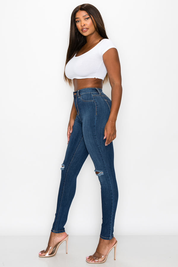 Brandi - High Rise Clean & Classy Knee Slit Skinny