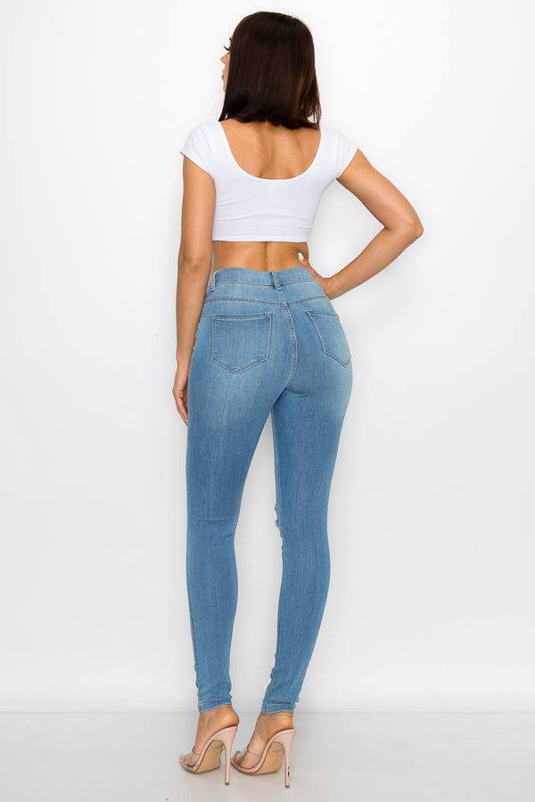 Brandi - High Rise Clean & Classy Knee Slit Skinny