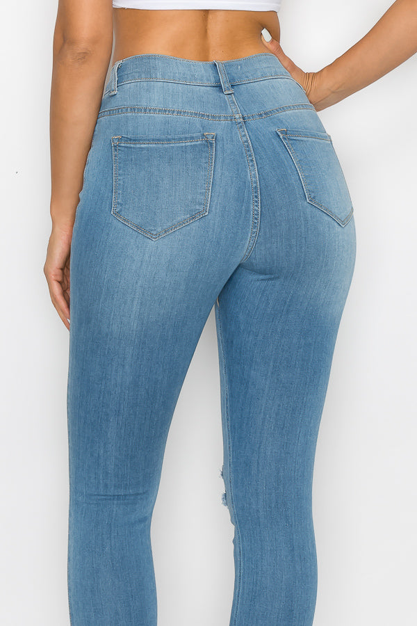 Brandi - High Rise Clean & Classy Knee Slit Skinny