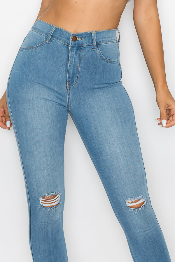 Brandi - High Rise Clean & Classy Knee Slit Skinny