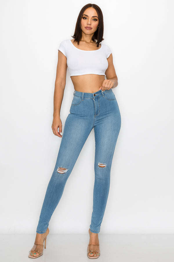 Brandi - High Rise Clean & Classy Knee Slit Skinny