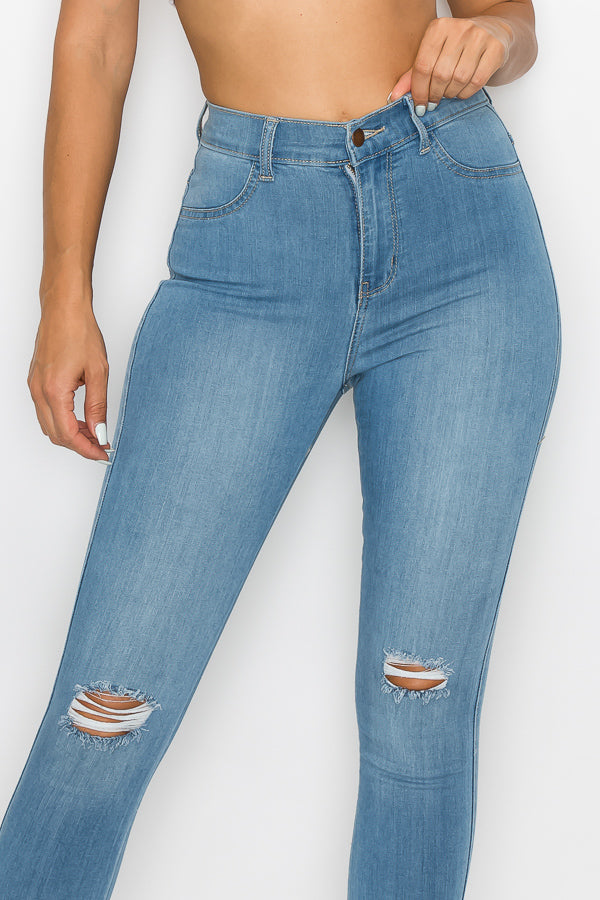Brandi - High Rise Clean & Classy Knee Slit Skinny