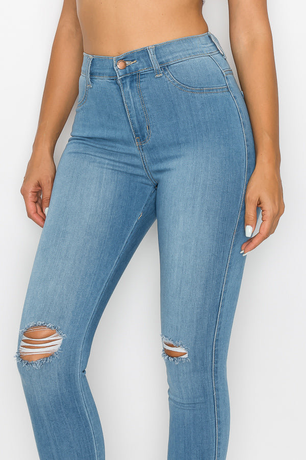 Brandi - High Rise Clean & Classy Knee Slit Skinny