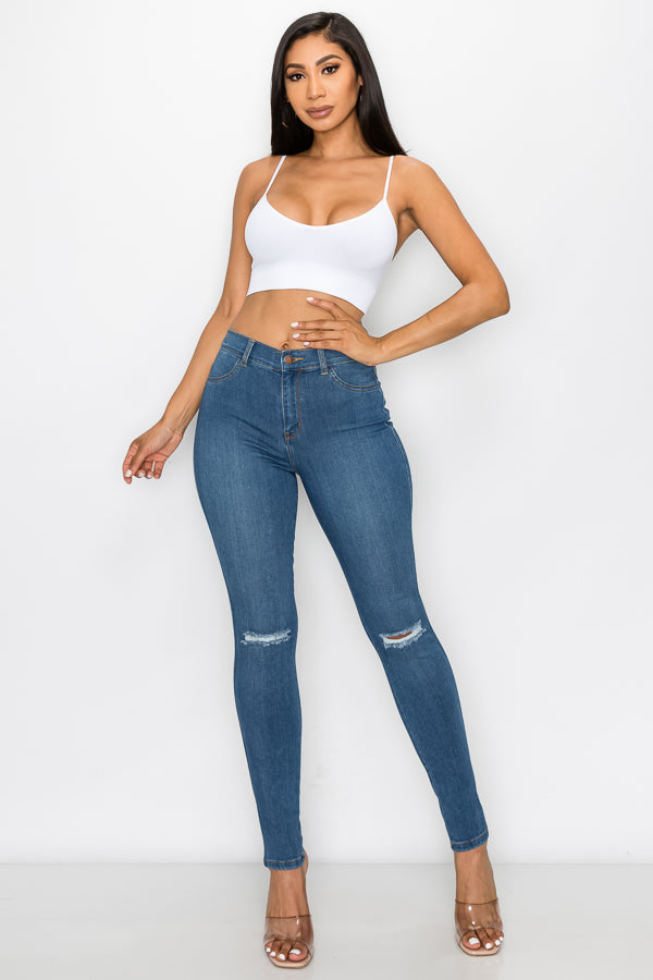 Brandi - High Rise Clean & Classy Knee Slit Skinny