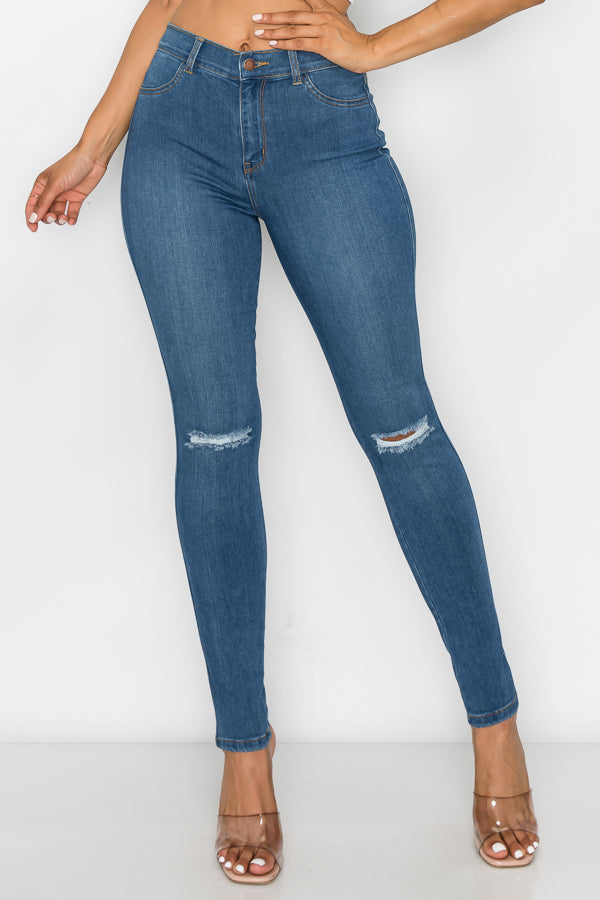 Brandi - High Rise Clean & Classy Knee Slit Skinny