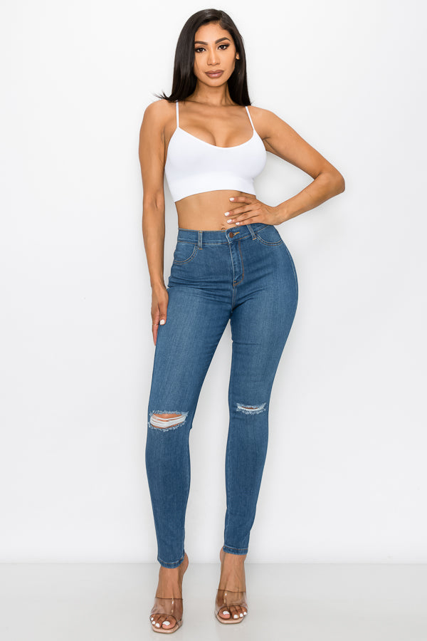 Brandi - High Rise Clean & Classy Knee Slit Skinny