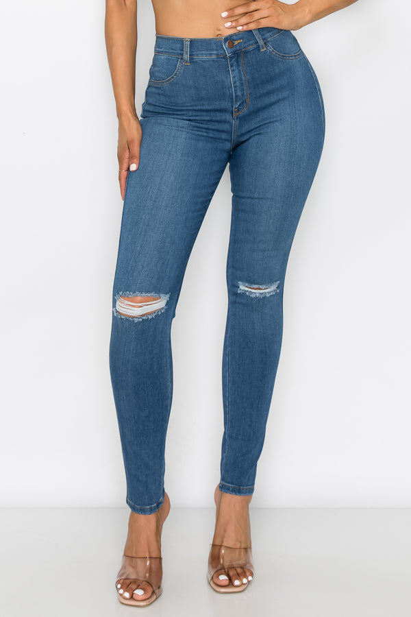 Brandi - High Rise Clean & Classy Knee Slit Skinny
