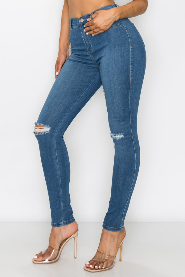 Brandi - High Rise Clean & Classy Knee Slit Skinny