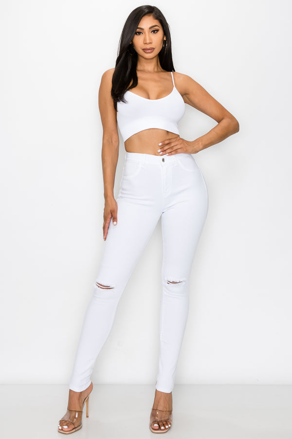 Brandi - High Rise Clean & Classy Knee Slit Skinny