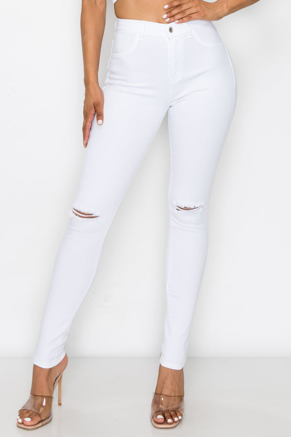 Brandi - High Rise Clean & Classy Knee Slit Skinny