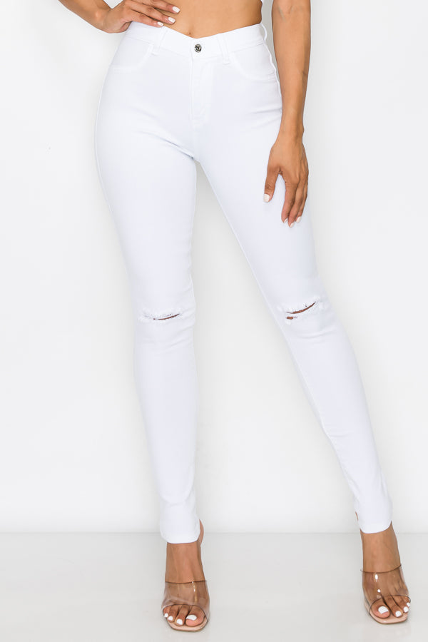 Brandi - High Rise Clean & Classy Knee Slit Skinny