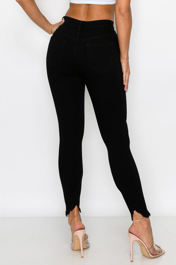 Kaila - High Rise Shark Bite Destructed Skinny