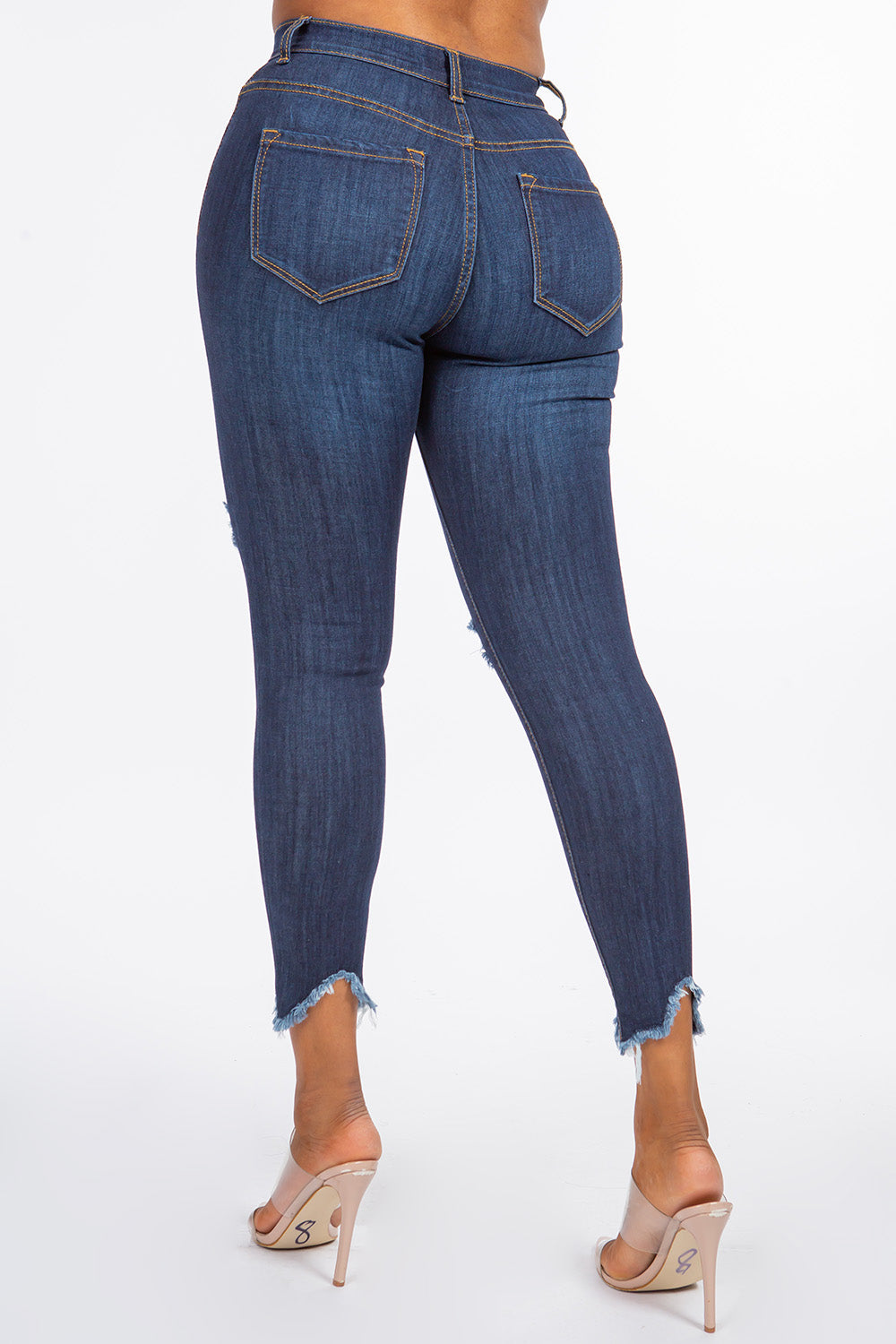 Kaila - High Rise Shark Bite Destructed Skinny