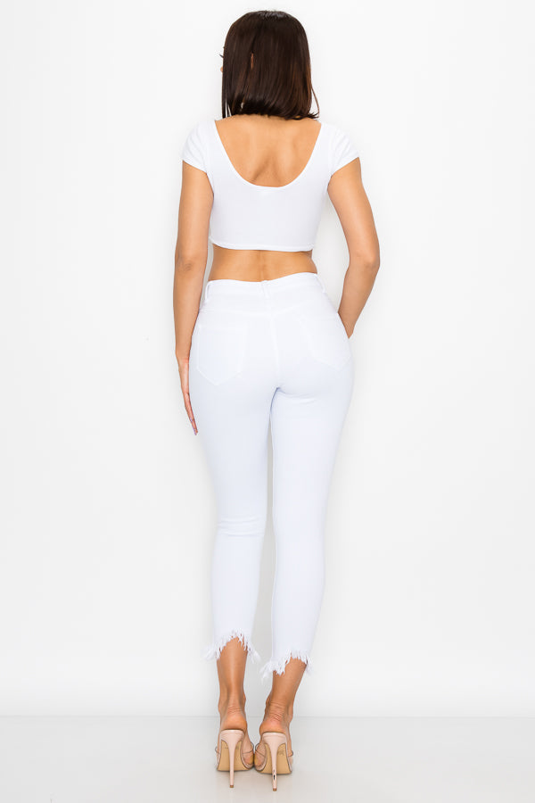 Kaila - High Rise Shark Bite Destructed Skinny