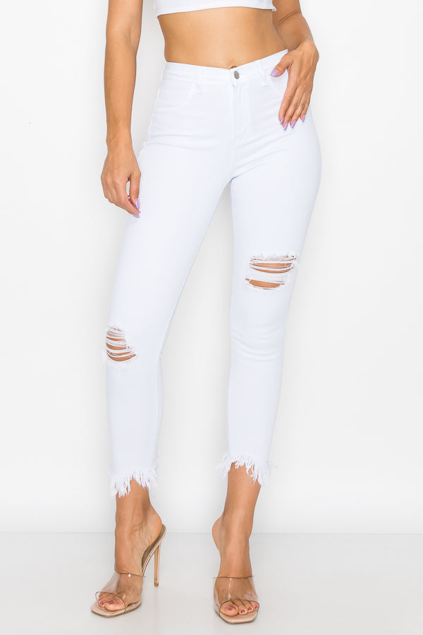 Kaila - High Rise Shark Bite Destructed Skinny