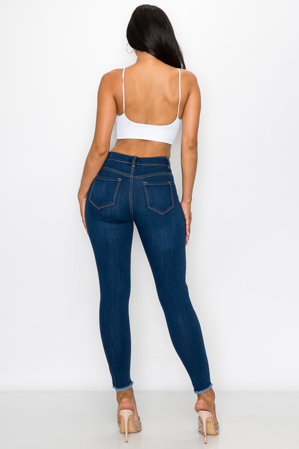 Janet - High Rise Destructed Fray Skinny