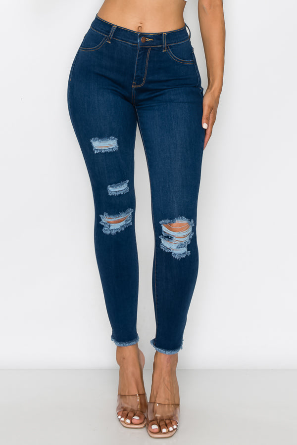 Janet - High Rise Destructed Fray Skinny