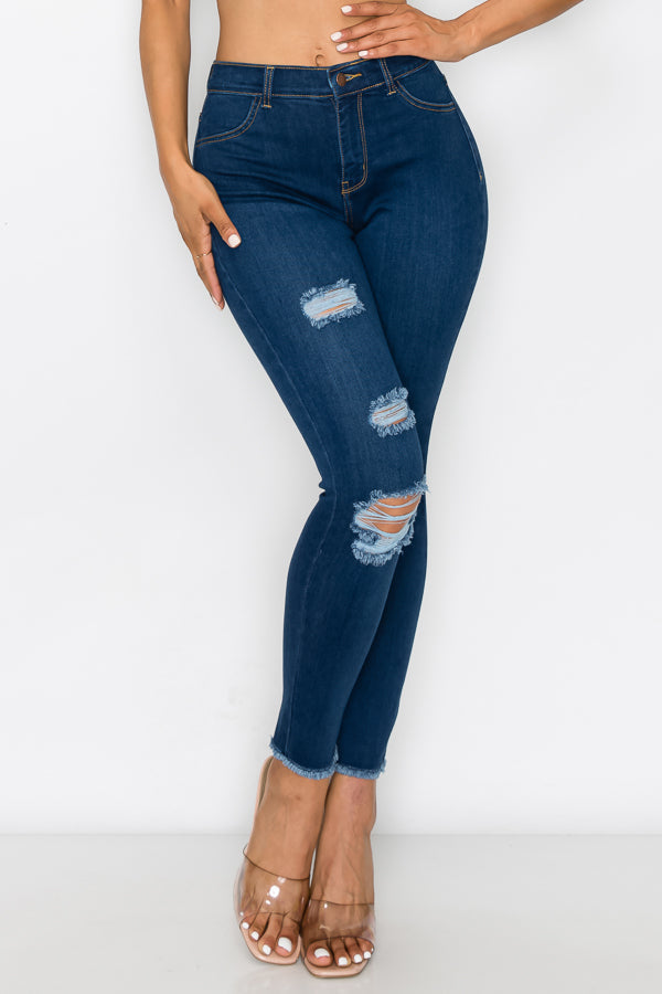 Janet - High Rise Destructed Fray Skinny
