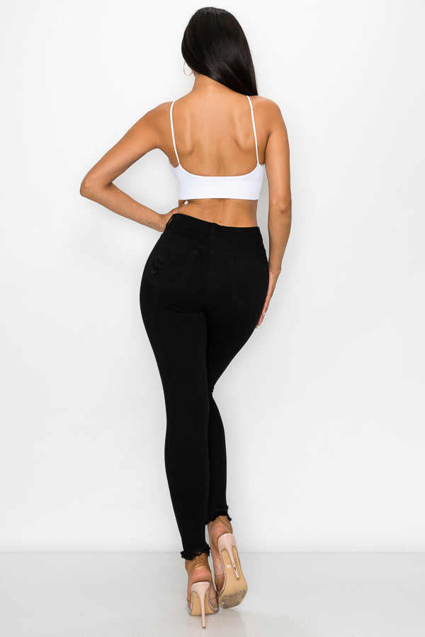 Stephanie -  High Rise Destructed Skinny