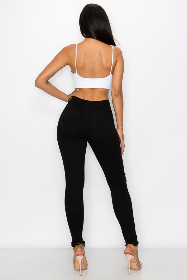 Stephanie -  High Rise Destructed Skinny