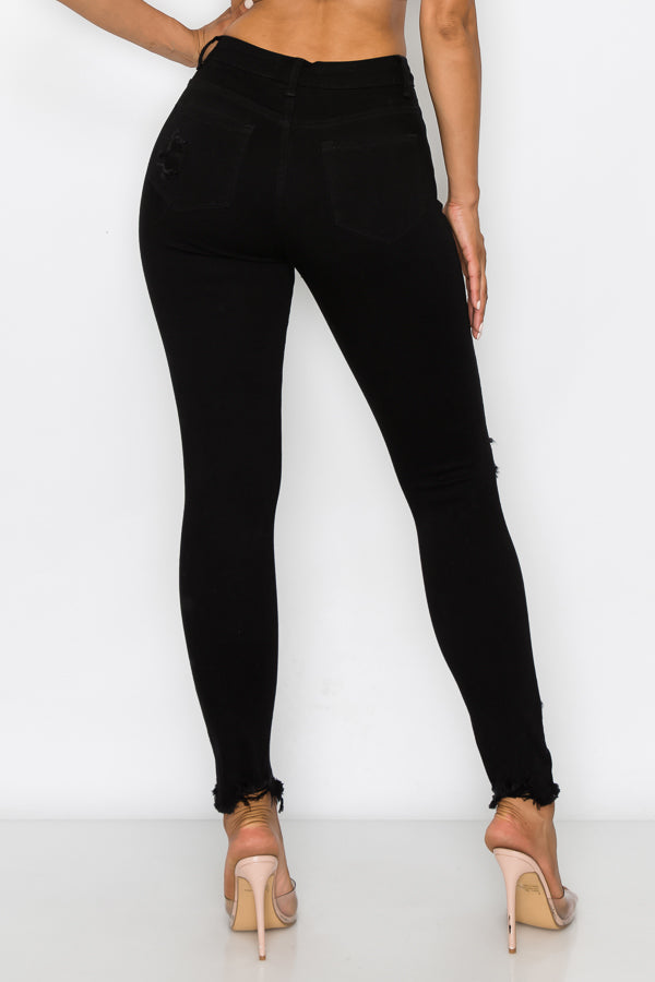 Stephanie -  High Rise Destructed Skinny