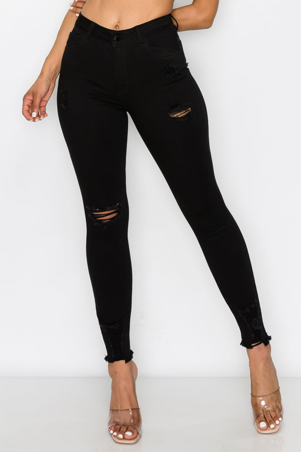 Stephanie -  High Rise Destructed Skinny