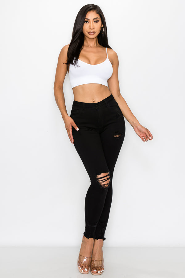 Stephanie -  High Rise Destructed Skinny