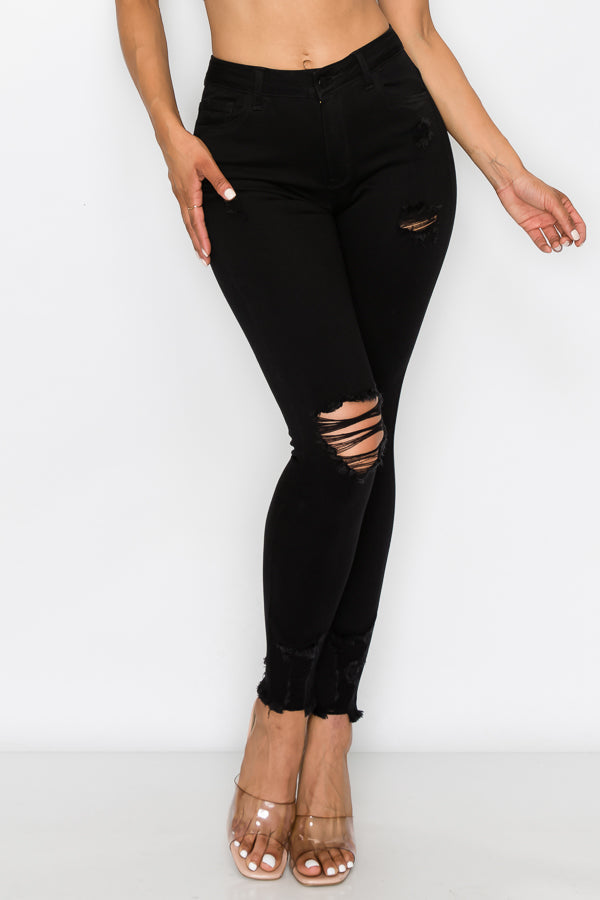 Stephanie -  High Rise Destructed Skinny