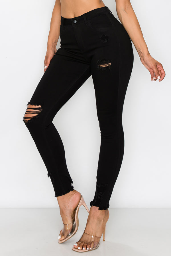 Stephanie -  High Rise Destructed Skinny
