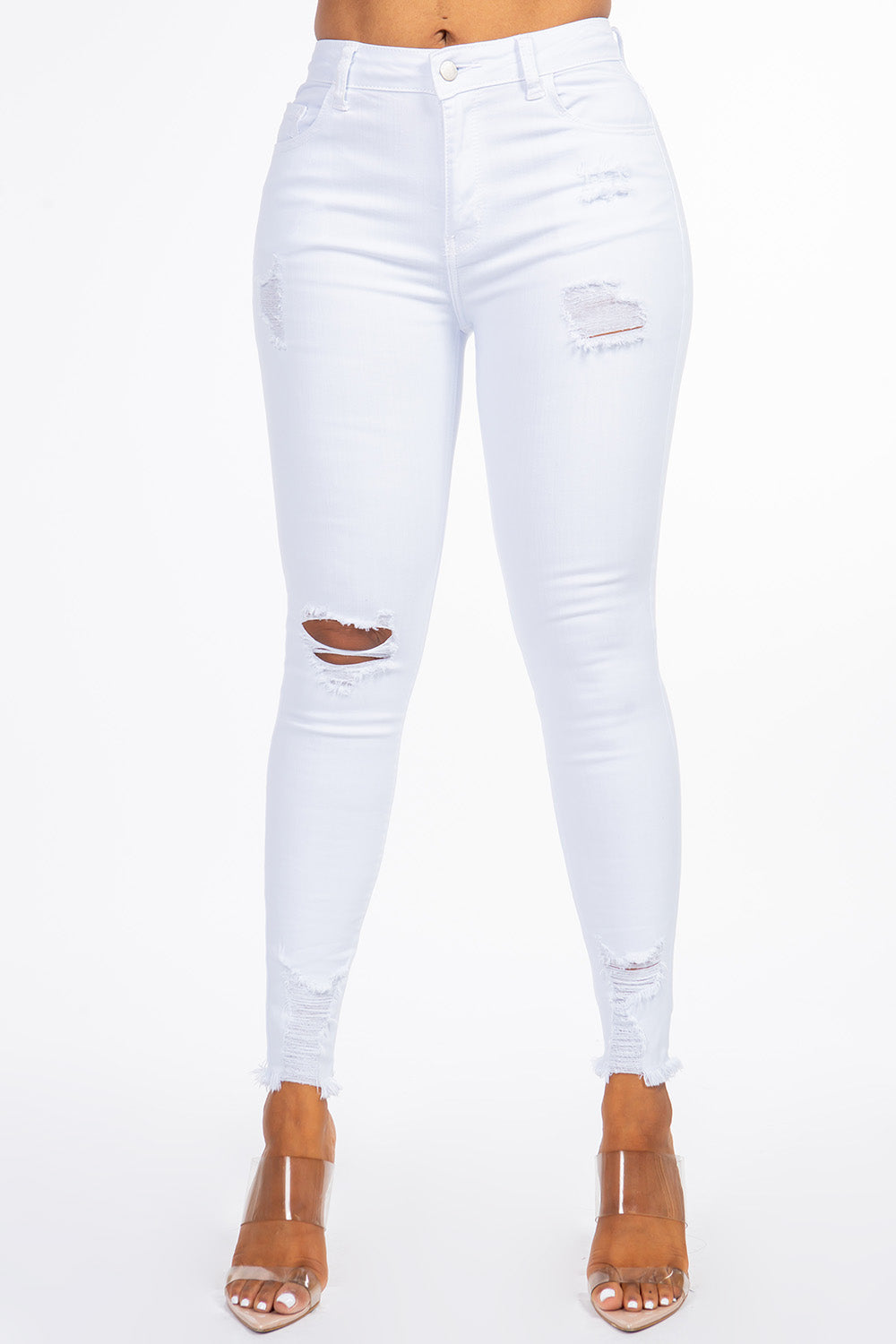 Stephanie -  High Rise Destructed Skinny