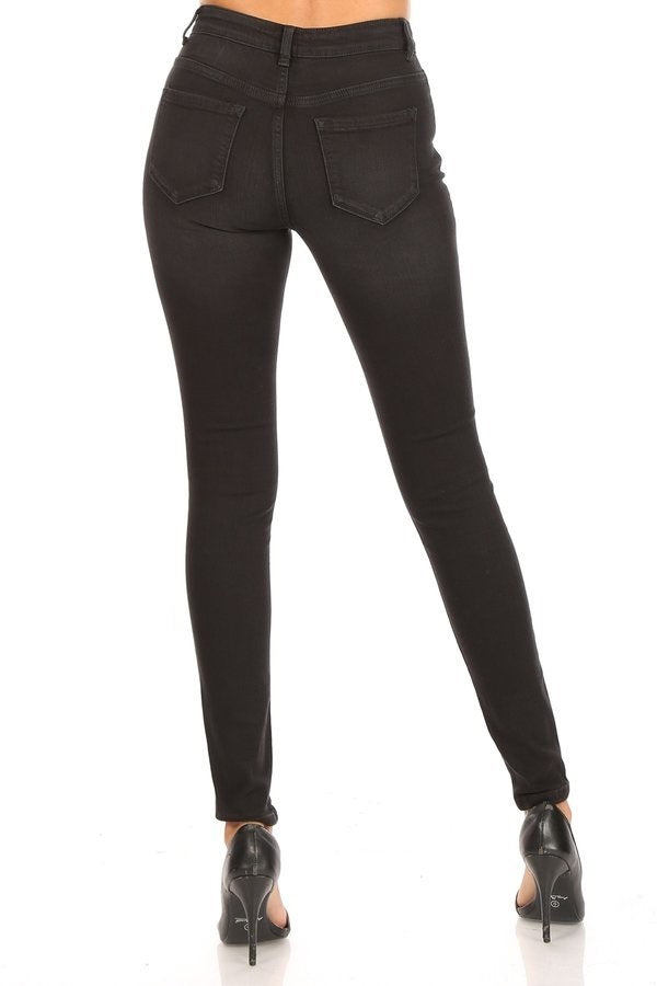 Holly - Classic High Rise Black Stone Wash Skinny