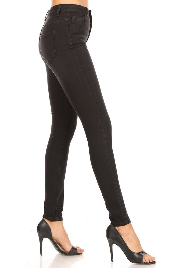 Holly - Classic High Rise Black Stone Wash Skinny