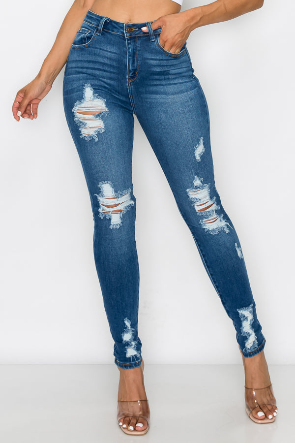 Isabella - High Rise Destructed Skinny