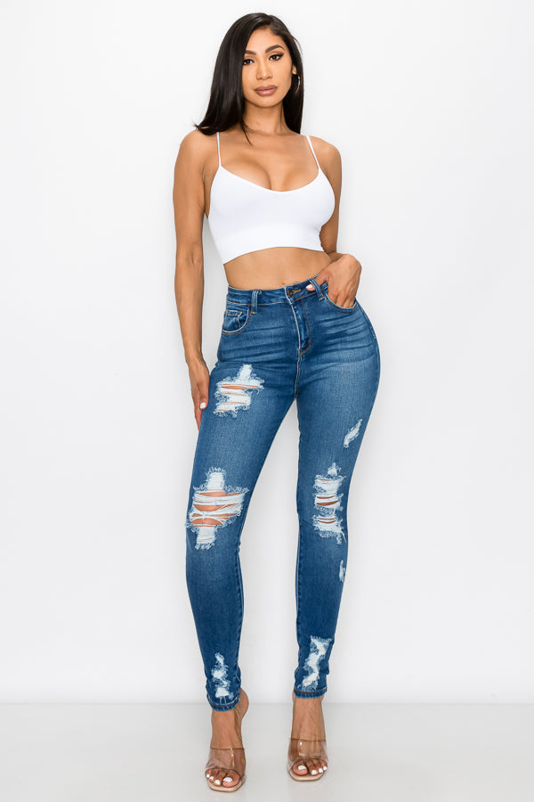 Isabella - High Rise Destructed Skinny